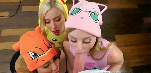  Pokemon Go XXX parody with three awesome teen chicks
